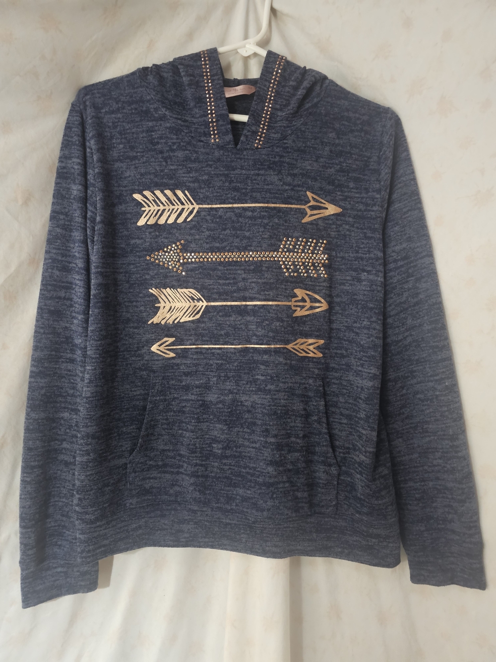 SJS Navy Crewneck Sweater with Gold Arrow Motif